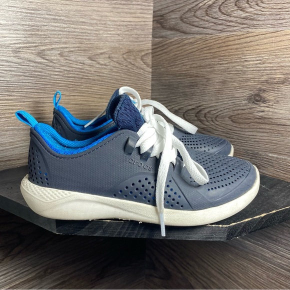 Crocs literide pacer white blue lace sneakers - Picture 1 of 7